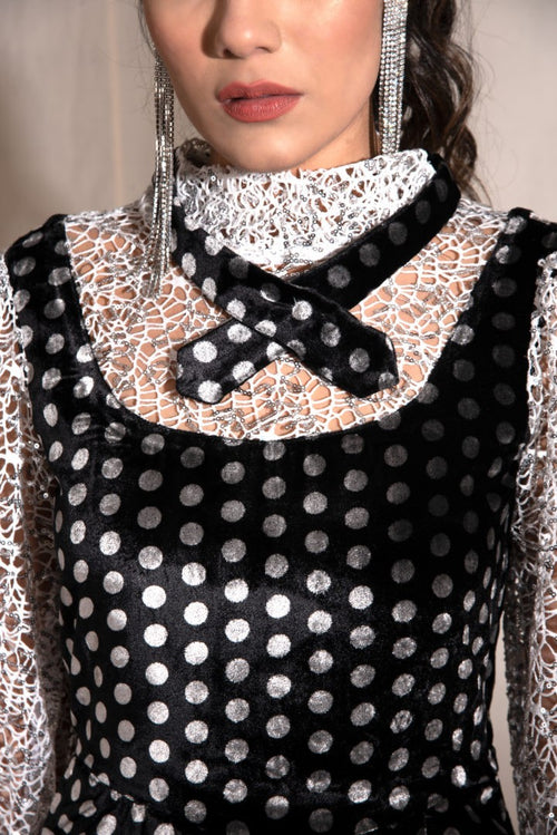 Black Velvet Polka dress