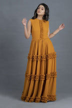 Mustard Frilled Maxi Dress