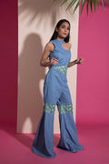 Blue One Shoulder Jumpsuit