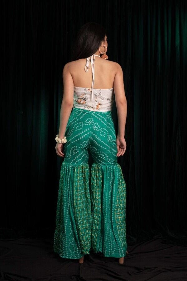 Green Bandhej Sharara Set