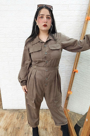 Olive Suede Jumpsuit