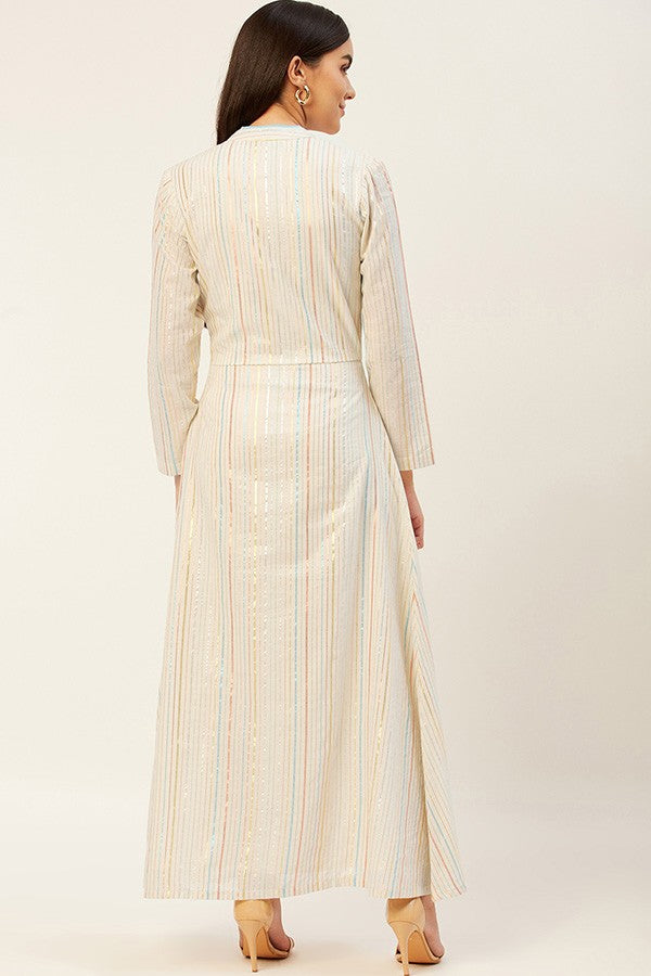 White Striped A-line kurti