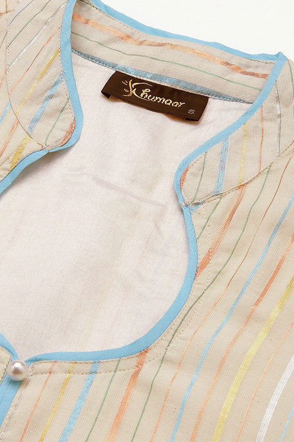 White Striped A-line kurti