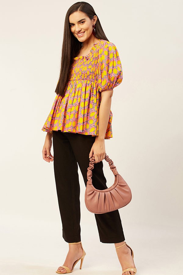 Smocked peplum top