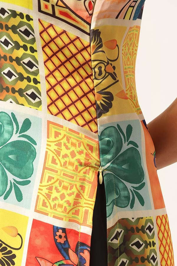 Ethnic Motifs Printed High Slit Kurta Pallazo