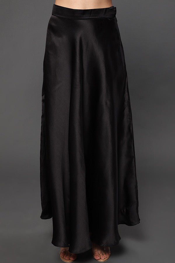 Black organza top with satin skirt