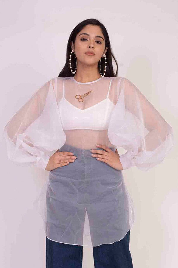 Organza Top with Sequins Bustier