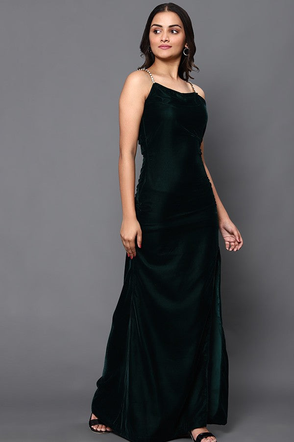 Green slit dress
