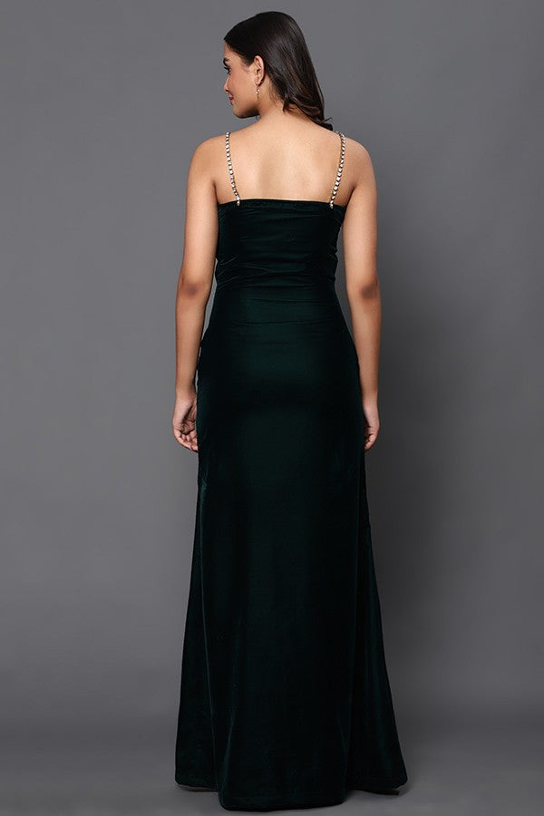 Green slit dress