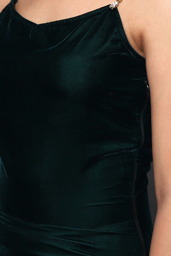 Green slit dress