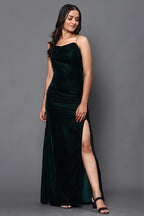 Green slit dress