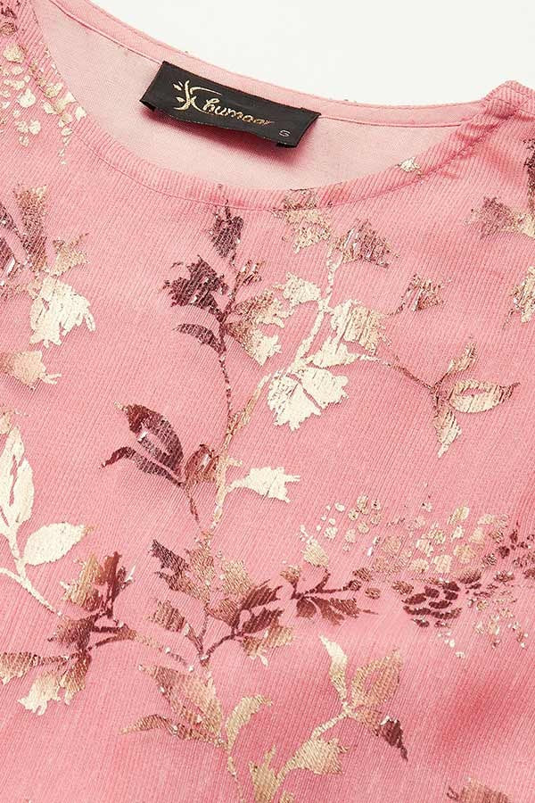 Golden flower printed kurta with pants