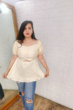 lemon cotton satin top