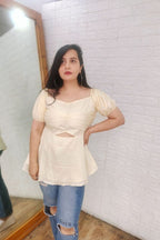 lemon cotton satin top