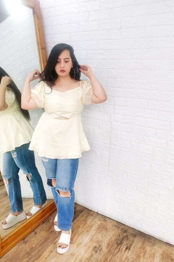 lemon cotton satin top