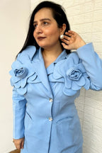 powder blue flower co-ord set