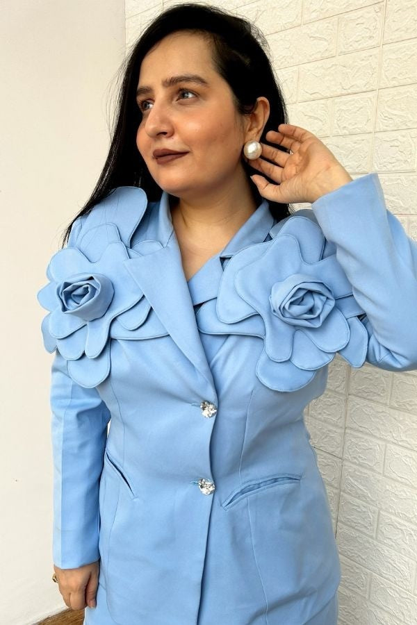 powder blue flower co-ord set