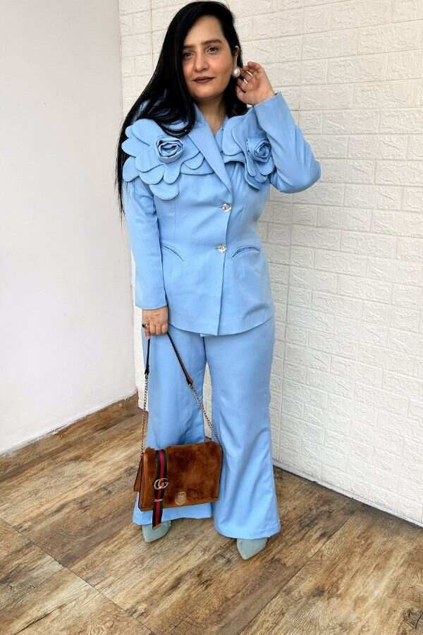 powder blue flower co-ord set
