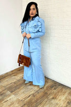 powder blue flower co-ord set