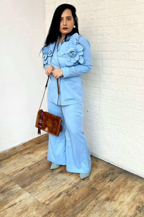 powder blue flower co-ord set
