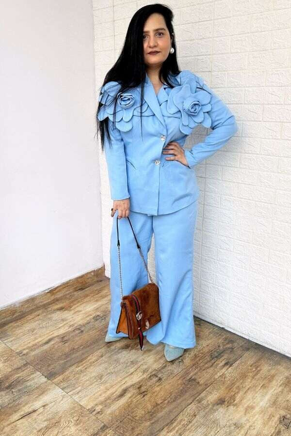 powder blue flower co-ord set
