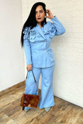 powder blue flower co-ord set