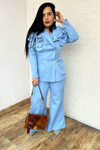 powder blue flower co-ord set