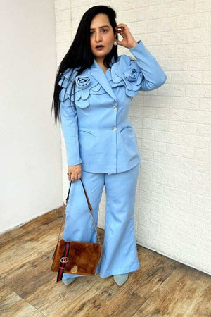 powder blue flower co-ord set