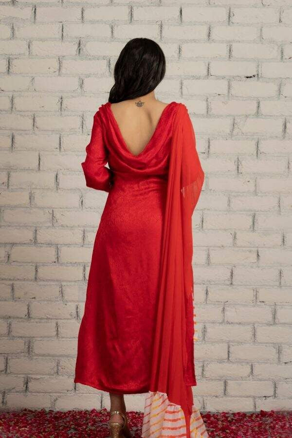 Red Lehriya Suit Set