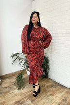 Rust gathered dress