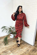 Rust gathered dress