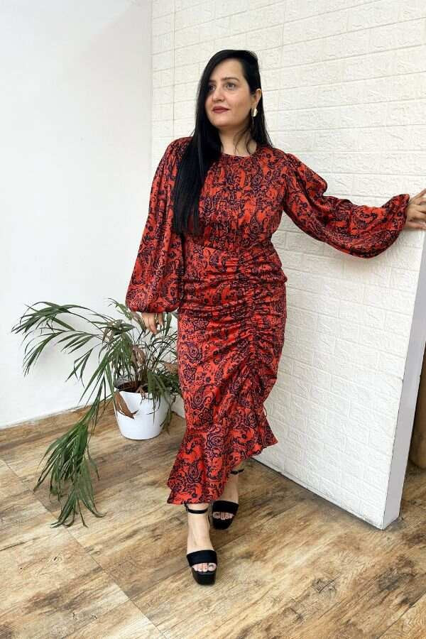 Rust gathered dress