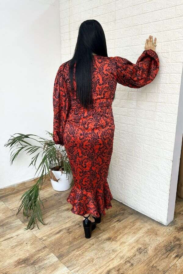 Rust gathered dress