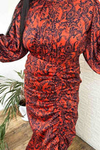 Rust gathered dress