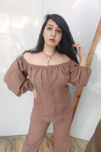 Nude Off Shoulder Set
