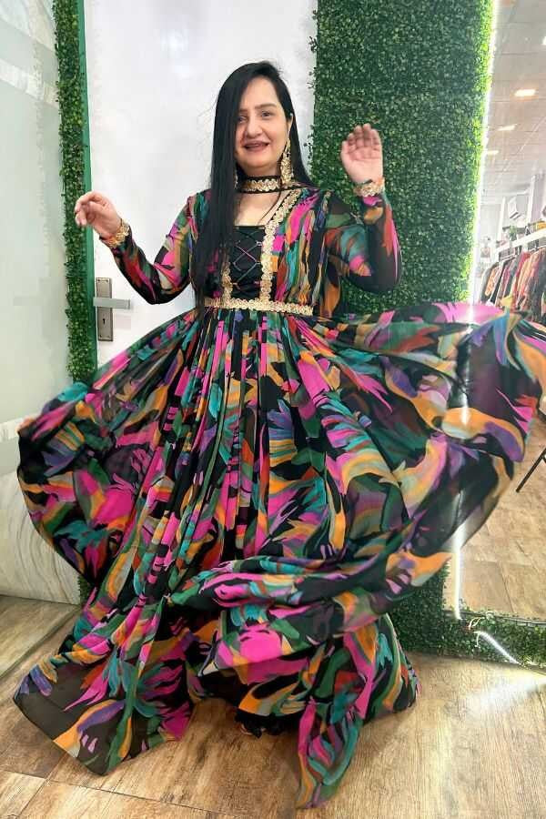 Black rainbow anarkali