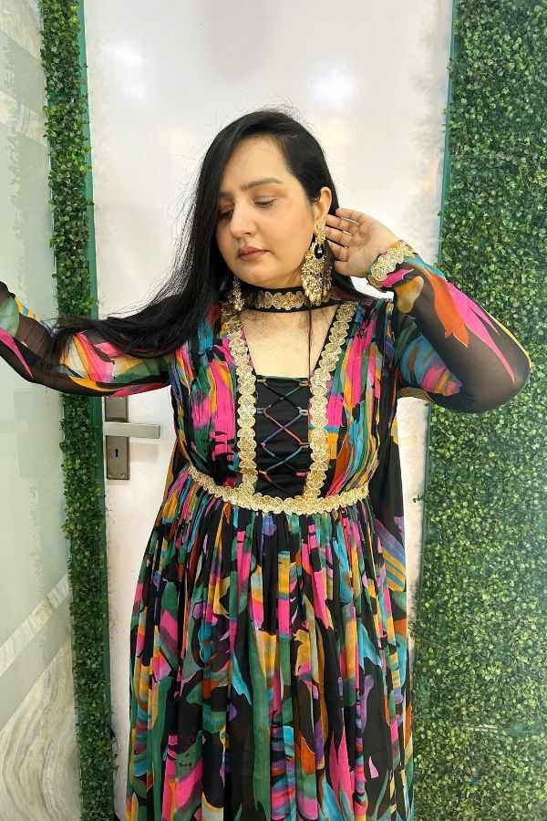 Black rainbow anarkali