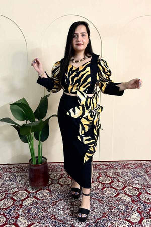 Tiger printed floral dress
