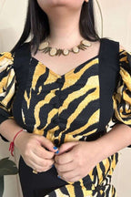 Tiger printed floral dress