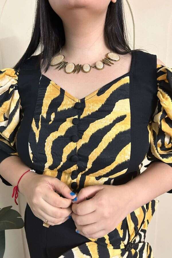 Tiger printed floral dress