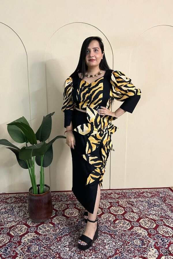 Tiger printed floral dress