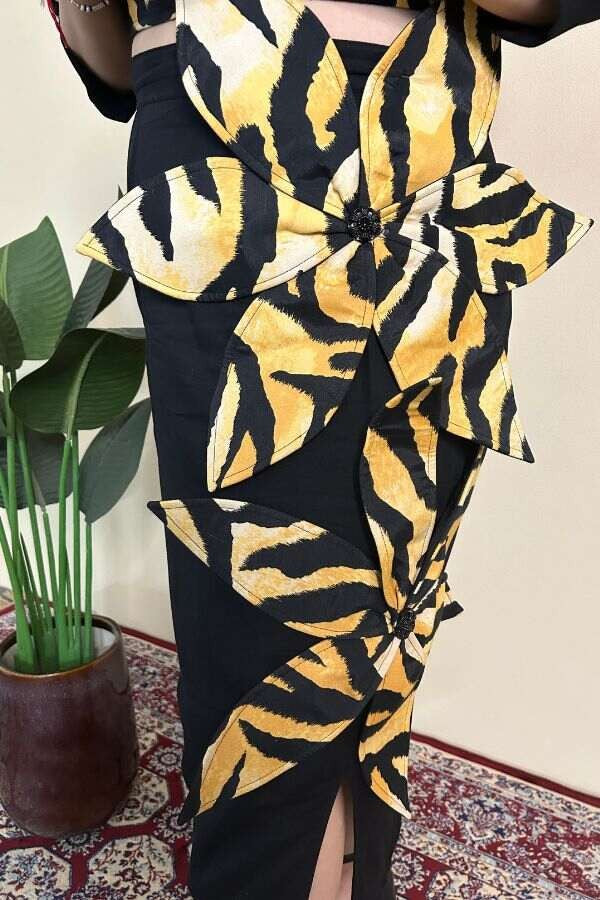 Tiger printed floral dress