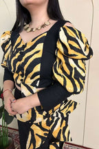 Tiger printed floral dress