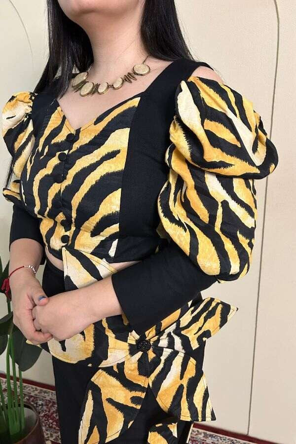 Tiger printed floral dress