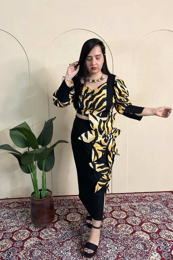 Tiger printed floral dress