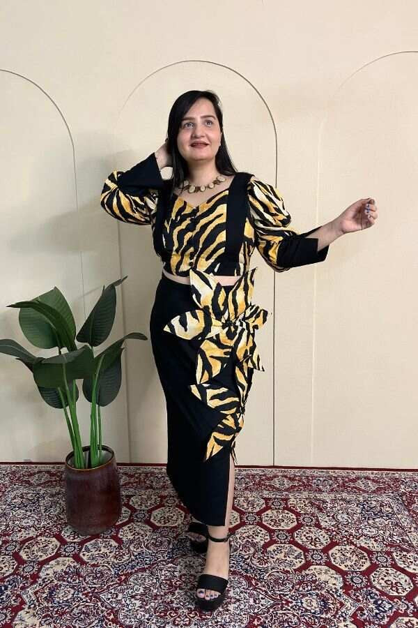 Tiger printed floral dress