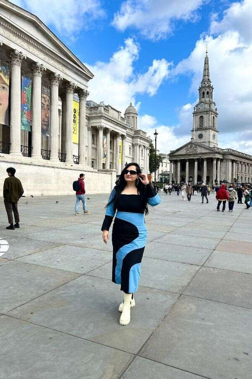 Blue & Black Denim Dress