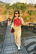 Beige Bandhej jumpsuit