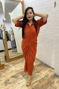 Draped shirt dress