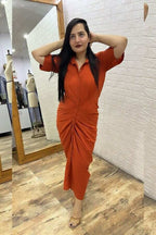 Draped shirt dress